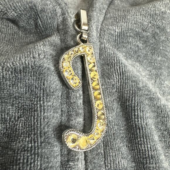 Juicy Couture VTG y2k Grey Embroidered Velour Hoodie Jacket Bear Crown RARE USA - Picture 7 of 11